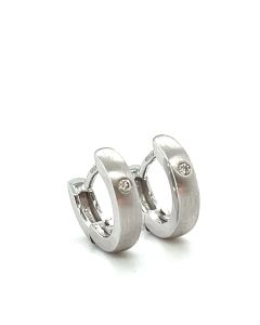 9ct White Gold 0.02ct Diamonds Hoop Earrings