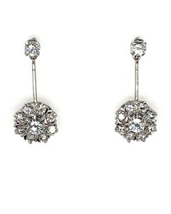 Pre-Owned 18ct White Gold Diamond Drop Earrings