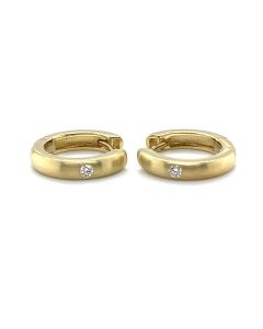 9ct Yellow Gold 0.06ct Diamond Hinged Huggie Earrings