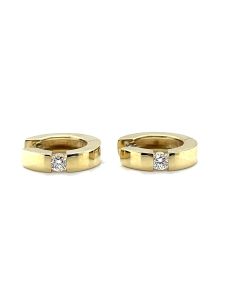 9ct Yellow Gold 0.20ct Diamond Hinged Huggie Earrings