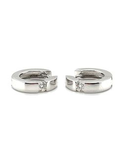 9ct White Gold 0.20ct Diamond Hinged Huggie Earrings