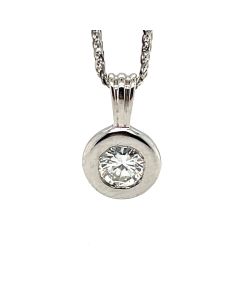 Pre-owned 18ct White Gold 0.50ct Diamond rub over solitaire pendant 