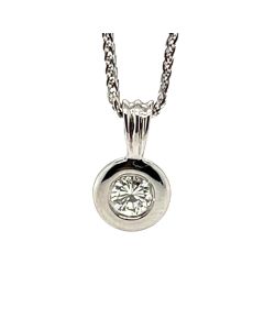 Pre-owned 18ct White Gold 0.31ct Diamond rub over solitaire pendant 