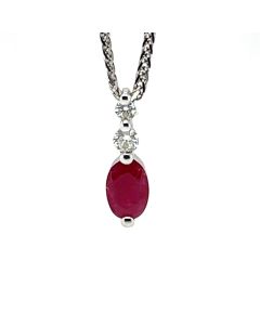 9ct White Gold Ruby/Diamond Pendant