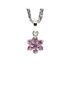 9ct White Gold Pink Sapphire Cluster Pendant