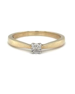 9ct Yellow Gold 0.05ct Diamond Solitaire Ring