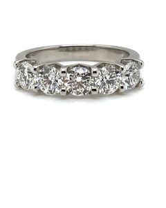 Platinum 1.70ct Diamond Five-Stone Half Eternity Ring