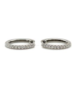 Platinum 0.22ct Diamond Hinged Hoop Earrings