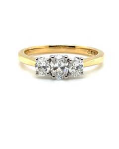 18ct Yellow and Platinum 0.72ct Three-Stones Diamond Ring