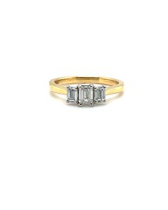 18ct Yellow Gold and Platinum 0.68ct Three Stone Diamond Ring