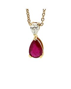 18ct Yellow Gold 0.58ct Ruby and 0.15ct Diamond pendant and chain