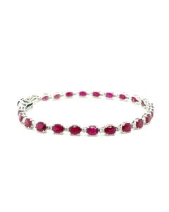 18ct White Gold 9.49ct Ruby and 0.56ct Diamond Bracelet