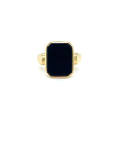 Pre-owned 18ct Yellow Gold Onyx Signet ring