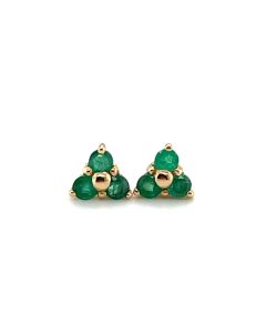 9ct Yellow Gold Three Stone 0.25ct Emerald Earrings