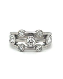 Preowned 18ct White Gold Diamond 3 row ‘Bubble’ Ring