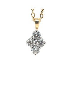 18ct Yellow Gold 4stone Diamond Cluster Pendant and chain