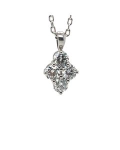 18ct White Gold 4 Stone Diamond cluster pendant and chain
