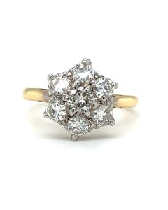 Preowned 18ct Yellow Gold Diamond 1.00 carat Cluster Ring