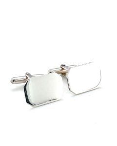 Silver Plain Oblong with Shaped Corner Bar Cufflinks