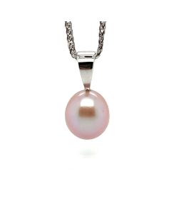 9ct White Gold Pink Freshwater pearl 7.5-8mm pendant