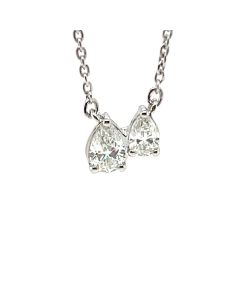 18ct White Gold 0.57ct Two-Stones Diamond Pendant