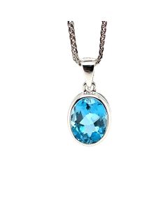 9ct White Gold Swiss Blue Topaz pendant