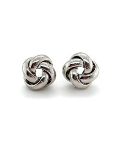 9ct White Gold Knot Earrings