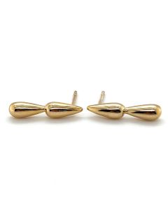 9ct Yellow Gold Double Teardrop Stud Earrings