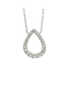 9ct white gold Doamond open pear pendant and chain