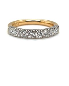 18ct Yellow Gold and Platinum 0.78ct Diamond Skye Eight-Stone Half Eternity Ring