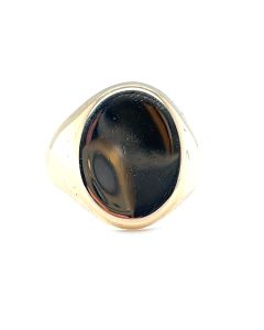 Pre-owned 9ct Yellow Gold Oval Head Signet Ring
