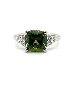 Platinum 2.65ct Tourmaline & 0.27ct Diamond Trefoil Ring
