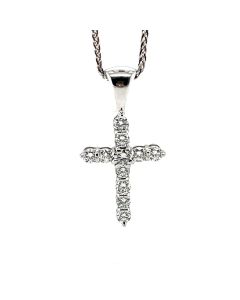 Pre-Owned 18ct White Gold Diamond Cross Pendant