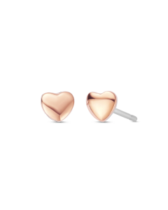  Forever Yours Sterling Silver & 9ct Rose Gold Love Heart Stud Earrings