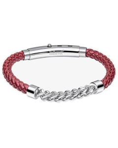 Fred Bennett Burgundy Leather Chain Detail Bracelet