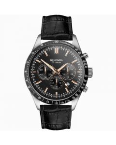 Gents Sekonda Watch Silver Case, Black Strap with Black Dial  - 30017