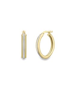 9ct 18mm Yellow & White Gold Hoop Earrings