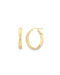 9ct. Polished and Twisted Oval Hoop Earrings