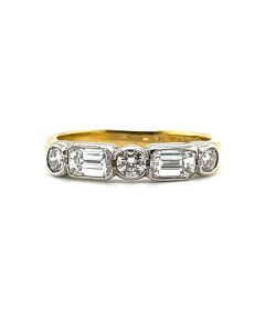 18ct Yellow Gold and Platinum 0.87ct Diamond Half Eternity Ring