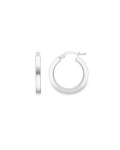 9ct White Gold Square Tube Round Hoops