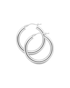 9ct White Gold Classic Hoop Earrings