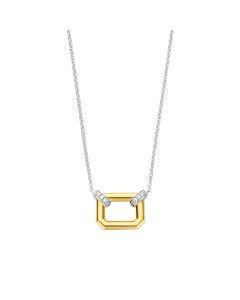 Ti Sento Silver/Gold CZ Square Necklace