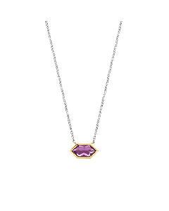 Ti Sento Silver Hexagon Purple Necklace