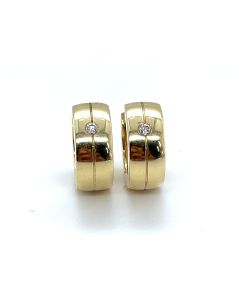 14ct Yellow Gold 0.07ct Diamond Huggie Hoop Earrings