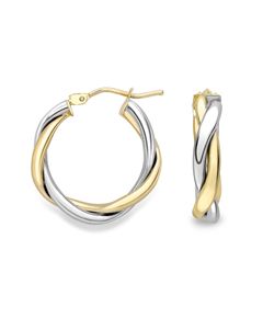 9ct White and Yellow Gold Hoop Earrings 