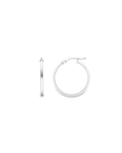 9ct White Gold Square Tube Round Hoop Earrings