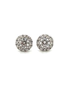 18ct White Gold 0.38ct Diamond Stud Halo Earrings