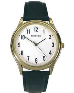 Sekonda Men's Watch Gold Case & Leather Upper Strap with White Dial 3623