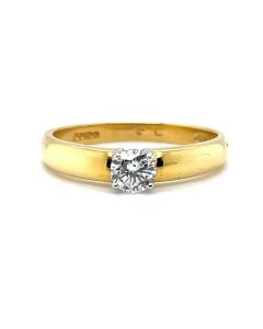 18ct Yellow and White Gold Round Brilliant Cut 0.30ct Diamond Solitaire
