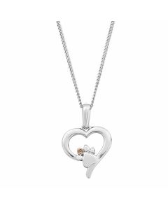 Clogau Paw Print Silver Topaz Set Necklace